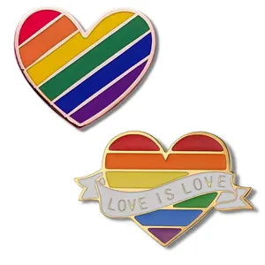 Épingles personnalisées en métal de haute qualité, Logo Gay Pride, épingle de revers en forme de cœur, articles Gay Pride