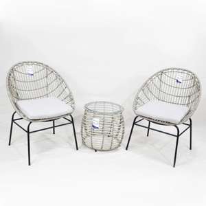 Comhome-Table basse élégante en rotin en plastique avec dessus en verre et rangement intégré pour la vie en plein air moderne - Product Image 1