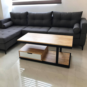 Antique Nordic Style Transformer Living Room Coffee <b>Table</b> with 1 Drawer Solid Wood <b>End</b> <b>Table</b> for Home Dining or Hotel TT68021 - Product Image 6
