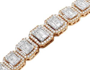 Moissanite <b>Baguette</b> and Round Cut Diamond 925 Sterling Silver Diamond Jewelry Hip Hop <b>Bracelet</b> For Men - Product Image 5