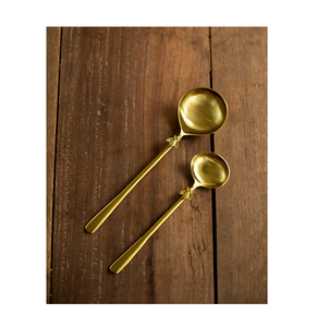 <b>Top</b> Selling Tabletop Stainless Steel With Brass Designer Handle Salad Server Spoons for Home Hotel Restaurants Use - Product Image 6