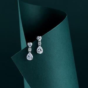 Jeulia Three Stone Multi-Shaped Sterling <b>Silver</b> <b>Drop</b> <b>Earrings</b> for Wedding - Product Image 2