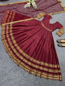 Conjunto de vestido de trabajo de secuencia de Georgette y bordado pesado de diseñador indio, conjunto Dupatta, conjunto de vestido tradicional Anarkali para fiesta festiva - Product Image 2