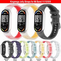 Kingmega Grosir Tali Gel Silikon Transparan Gaya Sporty dengan Gesper Pin Pengganti untuk Mi Band 11/10/9/8