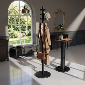 SINTERIOR MODERN WOODEN <b>COAT</b> HANGER <b>STAND</b> FREESTANDING CLOTHES <b>RACK</b> WITH HOOKS FOR ENTRYWAY BEDROOM HOME HOTEL - Product Image 3