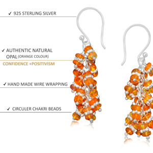 Pendientes de Plata de Ley 925 con Ópalo Naranja en Forma de Racimo para Mujer, Hechos a Mano, Chapados en Oro Amarillo, Piedra de Nacimiento, Joyería de Boda, Regalo - Product Image 4