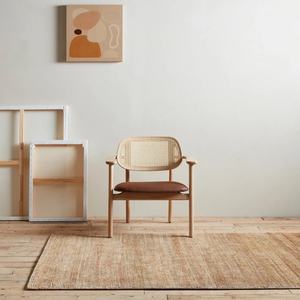 Sillón de comedor moderno con respaldo de ratán tejido, silla de comedor de ratán, sillas de comedor escandinavas modernas - Product Image 6