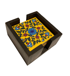 Sous-verre en bois et céramique Ensemble de sous-verres en bois en céramique naturelle durable Sous-verres réutilisables résistants à la chaleur - Product Image 3