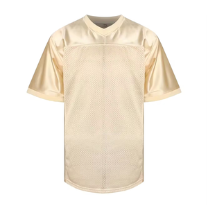 Camiseta de Fútbol Americano Deportiva para Adultos 2025, de Alta Calidad, Transpirable, que Absorbe la Humedad, de Poliéster, Lisa, Beige, Manga Corta, sin Estampado - Product Image 1