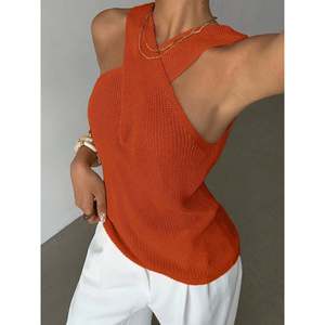 Women's Casual Print <b>Wrap</b> Halter Knit Top Short Length for Spring & Summer - Product Image 5