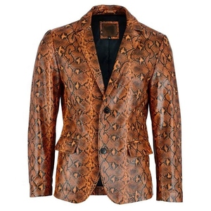 Chaqueta de Invierno de Cuero con Estampado de Serpiente para Hombre, Estilo Casual, Transpirable, Moderno y Elegante, de Fábrica a Precio Accesible - Product Image 1