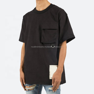 เสื้อยืดผ้าฝ้ายออกแบบได้ตามต้องการสำหรับผู้ชายพร้อมกล่องสี่เหลี่ยมกระเป๋าคาร์โก้แบบถักนิตติ้งสำหรับทำงานและย้อมสีธรรมดาดีไซน์ใหม่ - Product Image 5