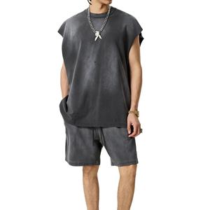 เสื้อยืดแขนสั้นสีซีดแบบผู้ชาย พร้อมกางเกงขาสั้น ผ้าเจอร์ซีย์คอตตอน 100%  แบบเรียบ ไม่มีลาย  รับสกรีนโลโก้ คุณภาพดีเยี่ยม ชุดขาสั้นผู้ชาย - Product Image 4