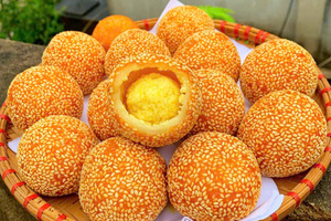 DONUT DE SÉSAMO FRITO CONGELADO PREMIUM CON RELLENO DE FRIJOL MUNG ES DORADO MARRÓN CRUZADO Y DELICIA MASTICABLE - Product Image 6