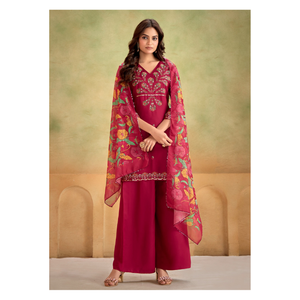Nouvelle Collection Pure Chanderi 3 pièces pantalon Kurtis Dupatta avec broderie séquence travail vêtements pakistanais ensemble Kurti - Product Image 1