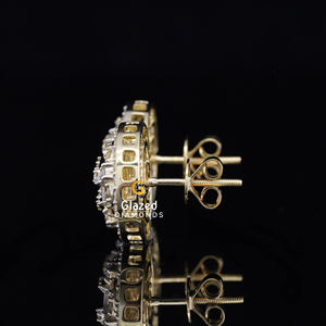 ต่างหูเพชรเม็ดกลมและบาแกตต์สำหรับผู้หญิง925สีเงินสเตอร์ลิงส่องประกายพิเศษ - Product Image 5