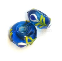 Perles en verre cristal bleu de haute qualité en gros, 16-20mm, grand trou, faites à la main, modèle LH-44, pour bracelets et colliers