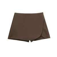 TRAF 2024 Vintage stil Mini etek şort kadınlar için siyah asimetrik Skort yüksek bel rahat yaz balo tasarımı ile