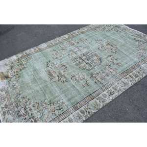 Classique Vert Beige 5.7 X 9.4ft Laine Tapis Turc Aubusson Design pour Salon Chevet Couloir-Rectangle Patchwork Latex - Product Image 4