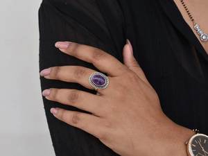 New Arrival Oval Amethyst Design Stackable Ring 925 Silver Factory Wholesale Bulk <b>Handmade</b> <b>Jewelry</b> - Product Image 3