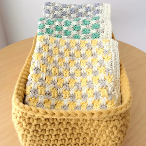 Yellow Macrame Basket Handmade Storage Organizer for <b>Handkerchief</b> Skincare Makeup Tabletop Home Decor and Essentials From India - Product Image 1