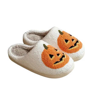 <b>Fluffy</b> Halloween Citrouille for <b>Slippers</b> with Closed Toe Mignons Chaussons - Product Image 1