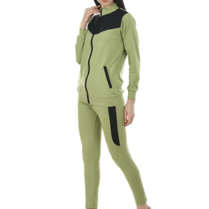 Conjunto Deportivo Informal de Talla Grande para Mujer, con Cremallera, 100% Algodón, Estampado Lavado Ácido, de 2 Piezas, Ropa Urbana de Invierno, de Fábrica - Product Image 3