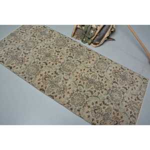 Turkish Accent Rug 3.1x6.8 ft, <b>Brown</b> Camouflage Vintage <b>Wool</b> Rug - Product Image 4
