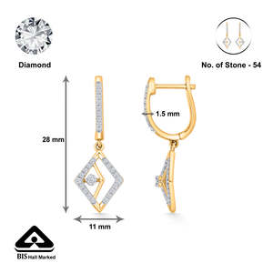 Pendientes Cuadrados de Oro y Diamantes para Mujer - Aros y Pendientes Tipo Huggies de Moda - Product Image 5