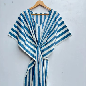 Caftan en coton kaftan de Bohème pour femmes caftan indien à rayures robe orientale vêtements de nuit robe maxi pour femmes cadeau pour sa robe - Product Image 1