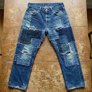 Pantalon de jogging pour homme, style hip-hop rétro, streetwear, déchiré, coupe ample, 100% coton, imperméable, respirant, avec broderie patchwork - Product Image 5