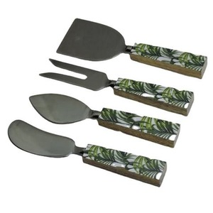 Ensemble de serveurs à fromage en métal design avec poignée décorative en pierre Outils à fromage en acier inoxydable Trancheuse pour offrir - Product Image 2