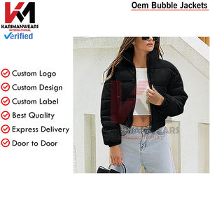 Veste matelassée courte pour femmes chaud hiver rembourré matelassé à manches longues fermeture éclair décontracté court bulle manteau poches vêtements d'extérieur confortables - Product Image 5