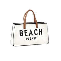 Sac fourre-tout décontracté en toile de coton, idéal pour l'été et la plage, sac de voyage pour femme, respirant, écologique, grande capacité, avec poignées en cuir – Vente chaude