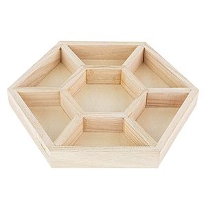 3 packs de plateaux en bois écologiques 8.5x8.5x1 Hexagon Sectional Plateau décoratif pour la maison pour fruits secs Bonbons Métal similaire - Product Image 1
