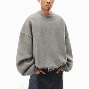 Haute qualité 100% coton éponge col rond à manches longues sweat personnalisé thermique couleur unie nouveau Style brodé pour l'hiver - Product Image 3