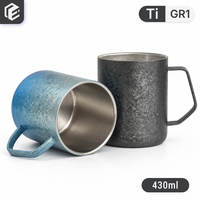 Mug à café en titane 430 ml à double paroi avec poignée fixe, ultraléger et écologique, idéal pour les cadeaux d'entreprise