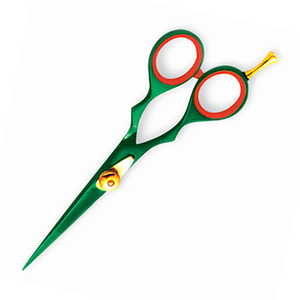 Tijeras de peluquero profesional con acabado recubierto de verde Hecho de acero inoxidable alemán de primera calidad - Product Image 4