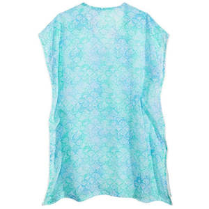 Copricostume estivo taglia piccola con scollo a V e stampa per ragazze grandi con bordo in pompon - Product Image 2