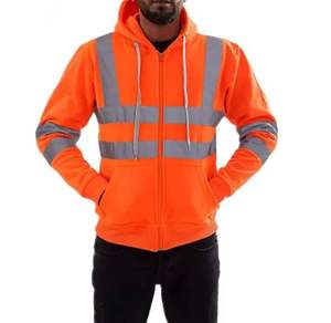 OEM logotipo personalizado de alta visibilidad al aire libre cálido polar Sudadera con capucha poliéster tráfico seguridad reflectante sudaderas con capucha - Product Image 5