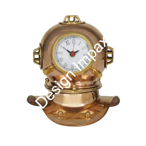 Decorative Elegant Diving Helmet Portable Nautical Desktop <b>Clock</b> <b>Bedside</b> Tabletop Display Elegant Gold <b>Clock</b> Showpiece - Product Image 3