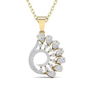 Colgante de diamante talla redonda Festival Peacock de 0.62 ct, color E-F, VVS-VS, diamante cultivado en laboratorio, en oro de 14 quilates, para novias, bodas y compromisos. - Product Image 1