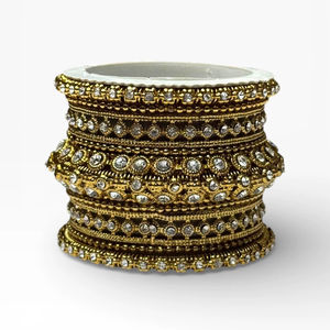 Traditional Indian Geometric Trendy <b>Gold</b> <b>Plated</b> Pearl <b>Bangles</b> Set for Wedding & Festive Use at Wholesale Price - Product Image 2