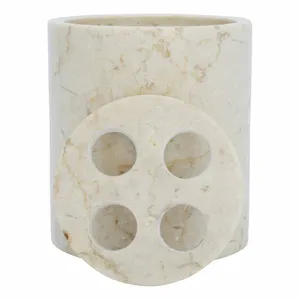 Soporte para cepillo de dientes de mármol champán, soporte para cepillo de dientes de mármol en blanco, soporte para cepillo de dientes redondo - Product Image 4