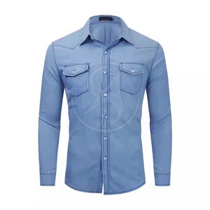 Fabricación de fábrica Nueva llegada de manga larga Hombres Jeans Camisa Personalizada Venta al por mayor Hombres Jeans Camisa - Product Image 5