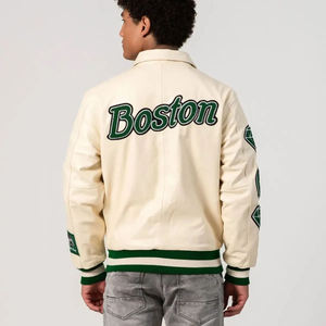 Chaqueta Bomber de Lana Estilo Universitario para Hombre, Venta al por Mayor, Invierno, Cuero Vacuno, Deportiva, Resistente al Viento - Product Image 2