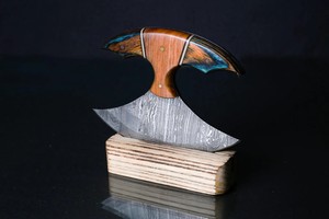 Couteau de cuisine professionnel ambidextre en acier de Damas et acier au carbone, forgé sur mesure, avec support en bois, idéal pour trancher, fabrication artisanale OEM - Product Image 2