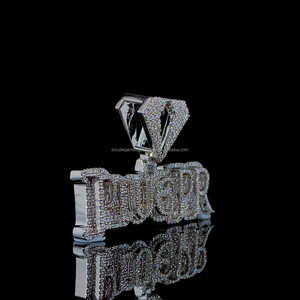 VVS Moissanite PASS เครื่องทดสอบเพชร HIPHOP ตัวอักษร "plugpr" จี้925สเตอร์ลิงชุบทองที่กำหนดเองจี้ประกาย