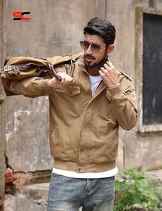 Veste légère pour homme Coupe-vent cargo Vestes en coton à col montant et fermeture éclair avec plusieurs poches - Product Image 4