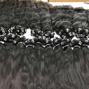 Extensiones de cabello humano negro liso Natural no Remy virgen vietnamita para mujeres 100g trama plana Frontal y tipo de paquete - Product Image 2